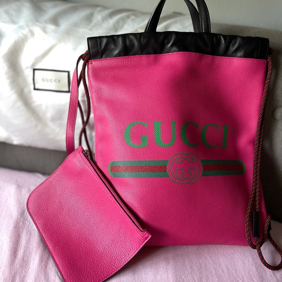 Gucci Pink Drawstring Backpack - Picture 1 of 4